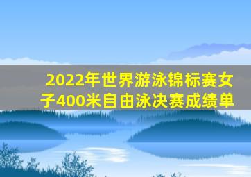 2022年世界游泳锦标赛女子400米自由泳决赛成绩单