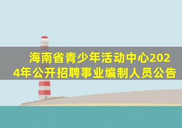 海南省青少年活动中心2024年公开招聘事业编制人员公告