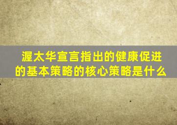 渥太华宣言指出的健康促进的基本策略的核心策略是什么