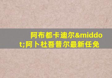 阿布都卡迪尔·阿卜杜吾普尔最新任免
